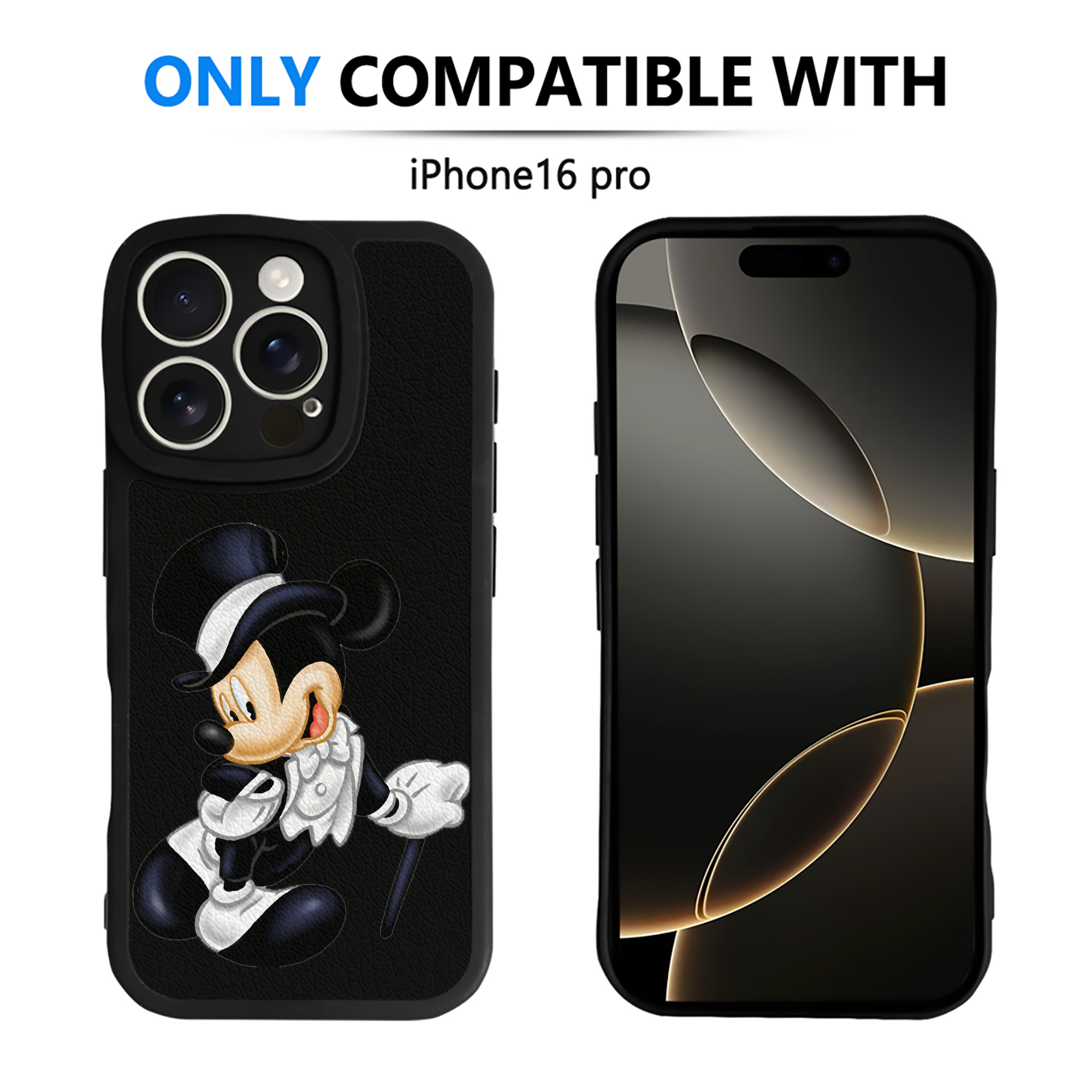 （画像用） ミッキーマウス Mickey Mouse 【iPhone 16シリーズ対応】シリコンスマホケース（レザー調） 材質：シリコン